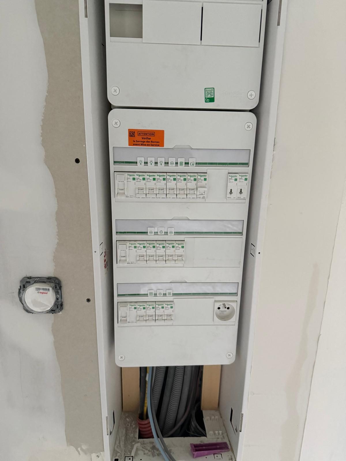 Tableau électrique neuf Schneider, circuits repérés